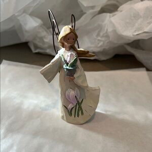 Handcrafted Angel Figurine with Flowers Willow Tree February